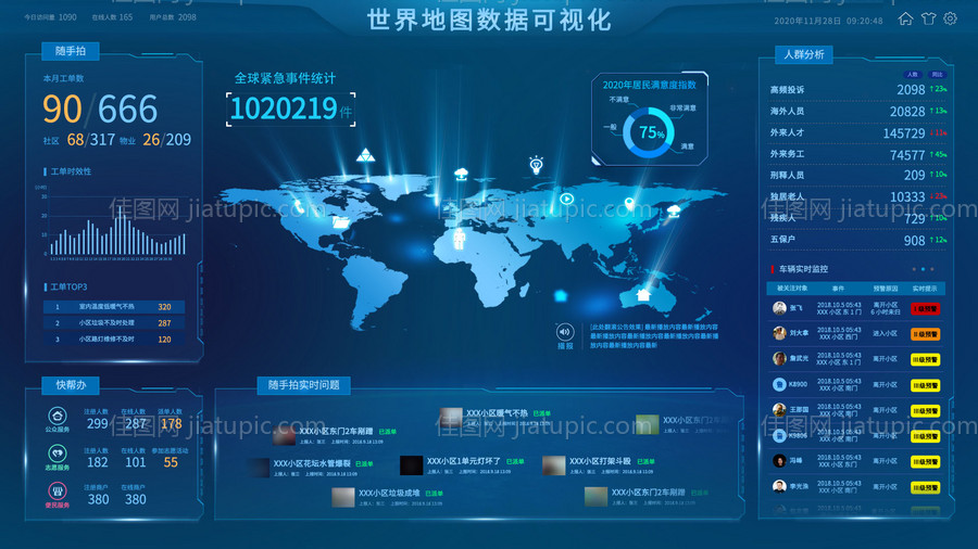 世界地图科技感管理系统可视化大数据-源文件